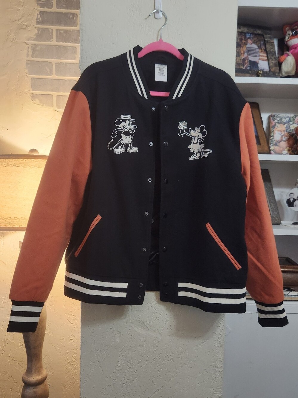 Disney Parks Mickey & Minnie Mouse Varsity Jacket EUC size Large